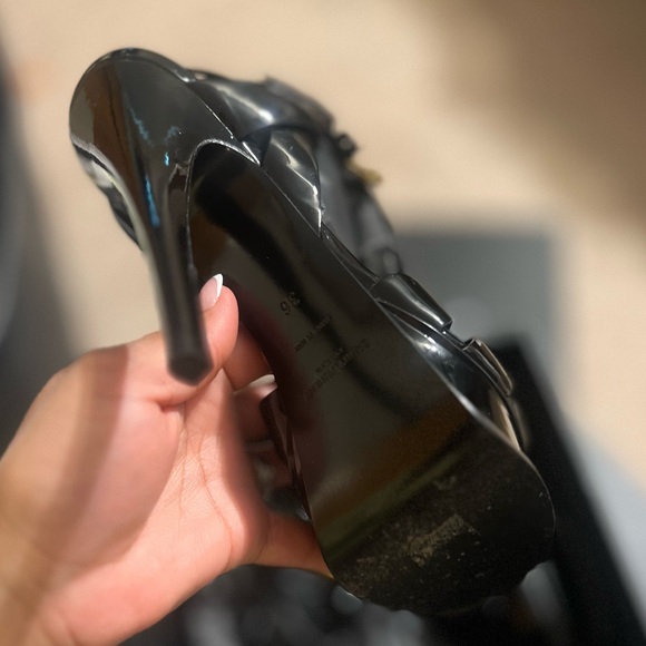 $1150 Sz 36-6 YSL Yves Saint Laurent black Patent Leather Platform Tribute Heel - Picture 6 of 10